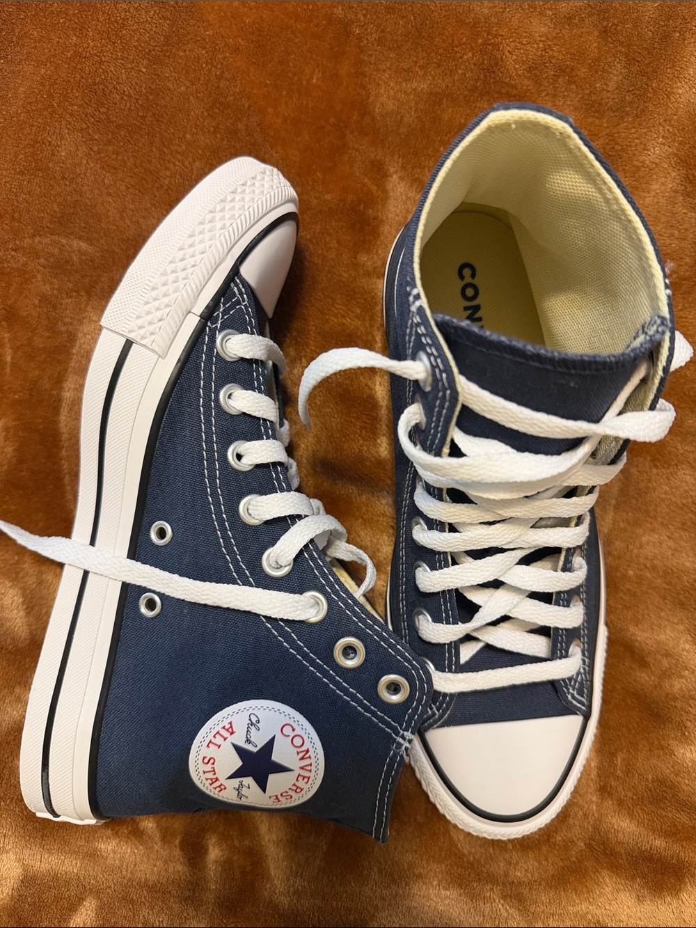Converse Women’s Navy and White High-Top Sneakers
